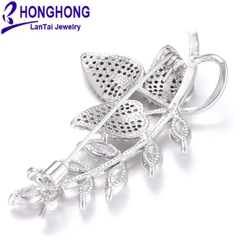 Honghong Leaf стильные броши с фианитом для женщин многоцветные блестящие женские броши для вечерние ювелирные изделия высшего качества
