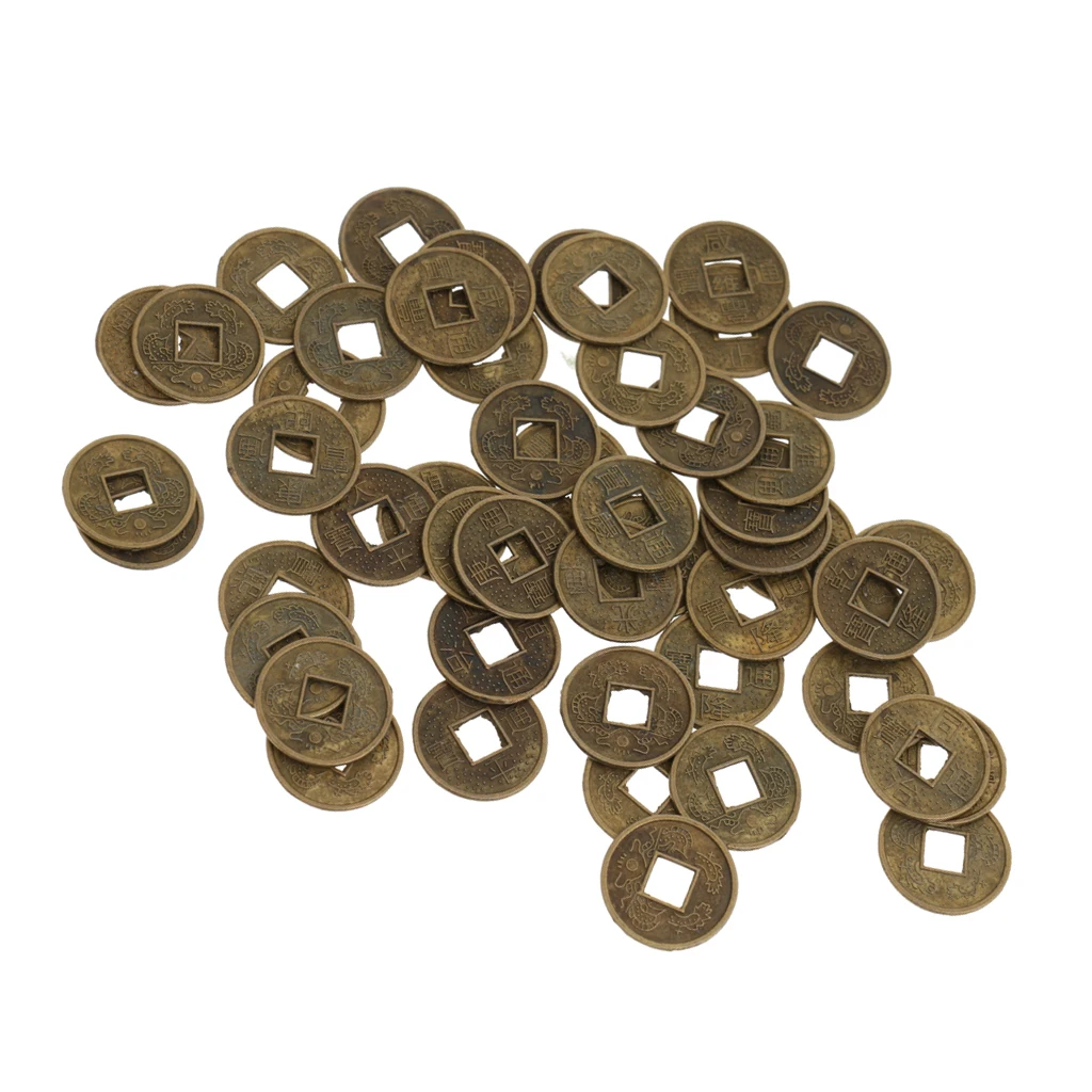 Лот из 50 древних китайских монет Фортуны 0,7" Счастливые монеты для здоровья, удача, достаток, ювелирные изделия, самодельные компоненты