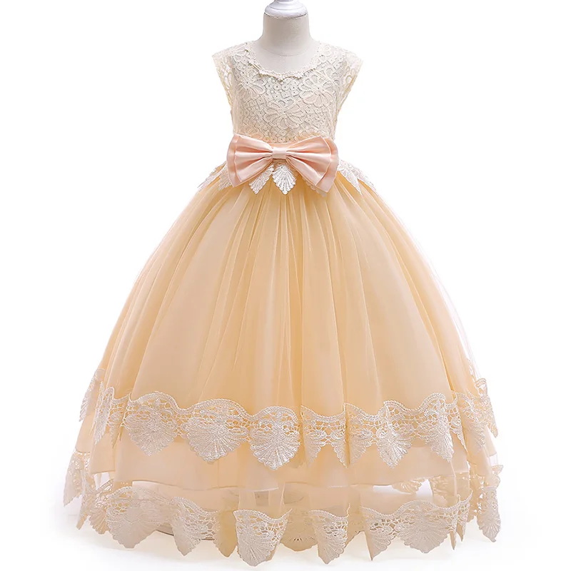 Платье для первого причастия с большим бантом для девочек; платье с цветочным узором для девочек на свадьбу; платье для выпускного вечера; Детский костюм для малышей; одежда для расцвета; vestido