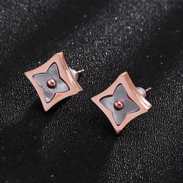 Special Price Flower Earrings For Women Stainless Steel Earrings 2018 Fashion Jewelry Accessories Stud Earring Clover Brincos Girl