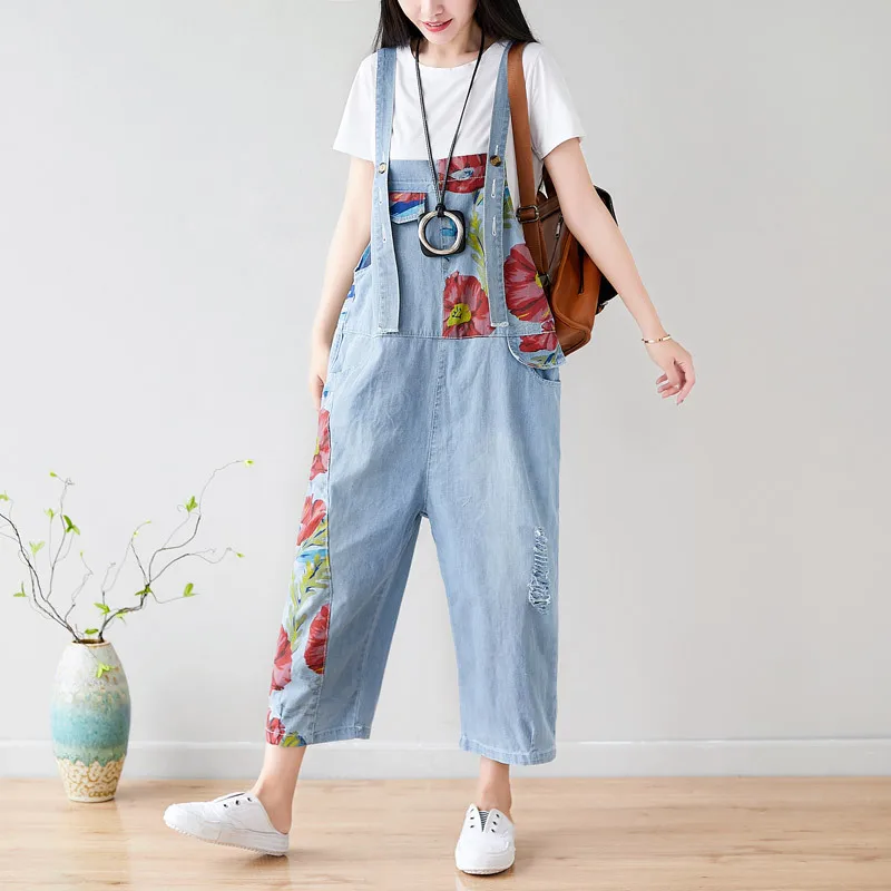 Baggy Overalls Womens Baggy Denim Dungarees Blue Jean Jumpsuits