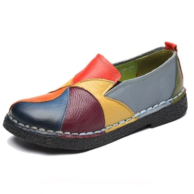 GKTINOO/Модная обувь; женские лоферы из натуральной кожи; женская разноцветная повседневная обувь; мягкая удобная обувь ручной работы; женская обувь на плоской подошве - Цвет: Цвет: желтый