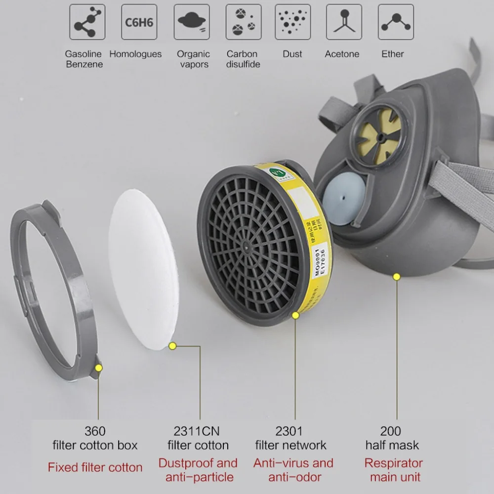 Фильтр, коробка, полный респиратор, хлопковый фильтр, Пылезащитная маска для лица, противогаз для химии, краска, фильтр, коробка/хлопковый фильтр