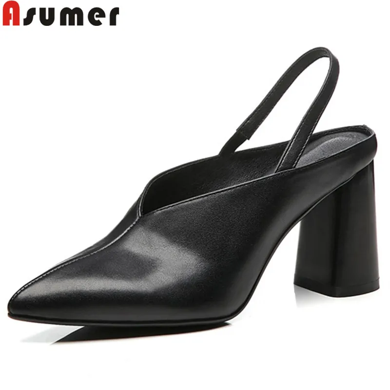 

ASUMER hot sale pumps shoes for women pointed toe ladies shoes shallow genuine leather shoes women elegant prom high heels shoes