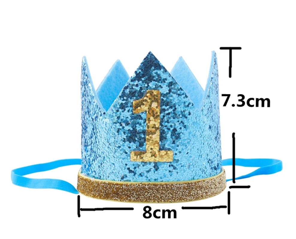 Дети первый день рождения мальчик Корона Королевский синий золотой розовый белый корона 1-й День рождения шляпа 2rd 3-й вечерние шляпа ребенок мальчик Smash торт реквизит для фотосессии