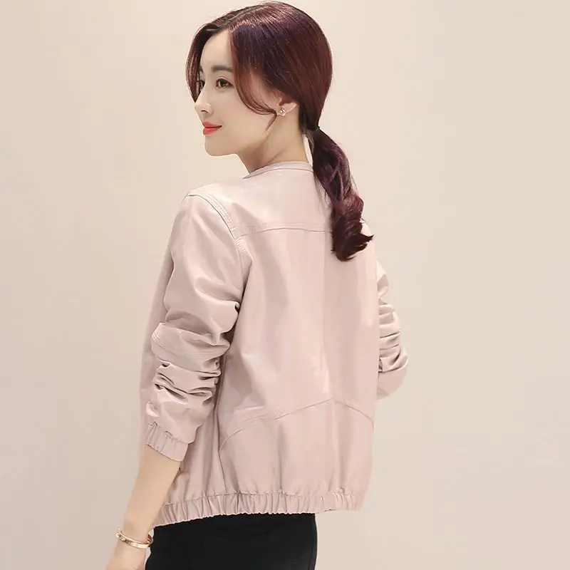 Manteau 2017 Automne Qualité O Gh83 Haute Femmes Poches Beige Rose Mode Nouveau Survêtement cou Casual Zipper Printemps Femelle Court Lâche wwfn8