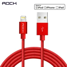 ROCK Metal MFI сертифицированный USB кабель для iPhone 5 SE 6 6s 7 plus нейлоновая оплетка волокна Быстрая зарядка для iPhone кабель