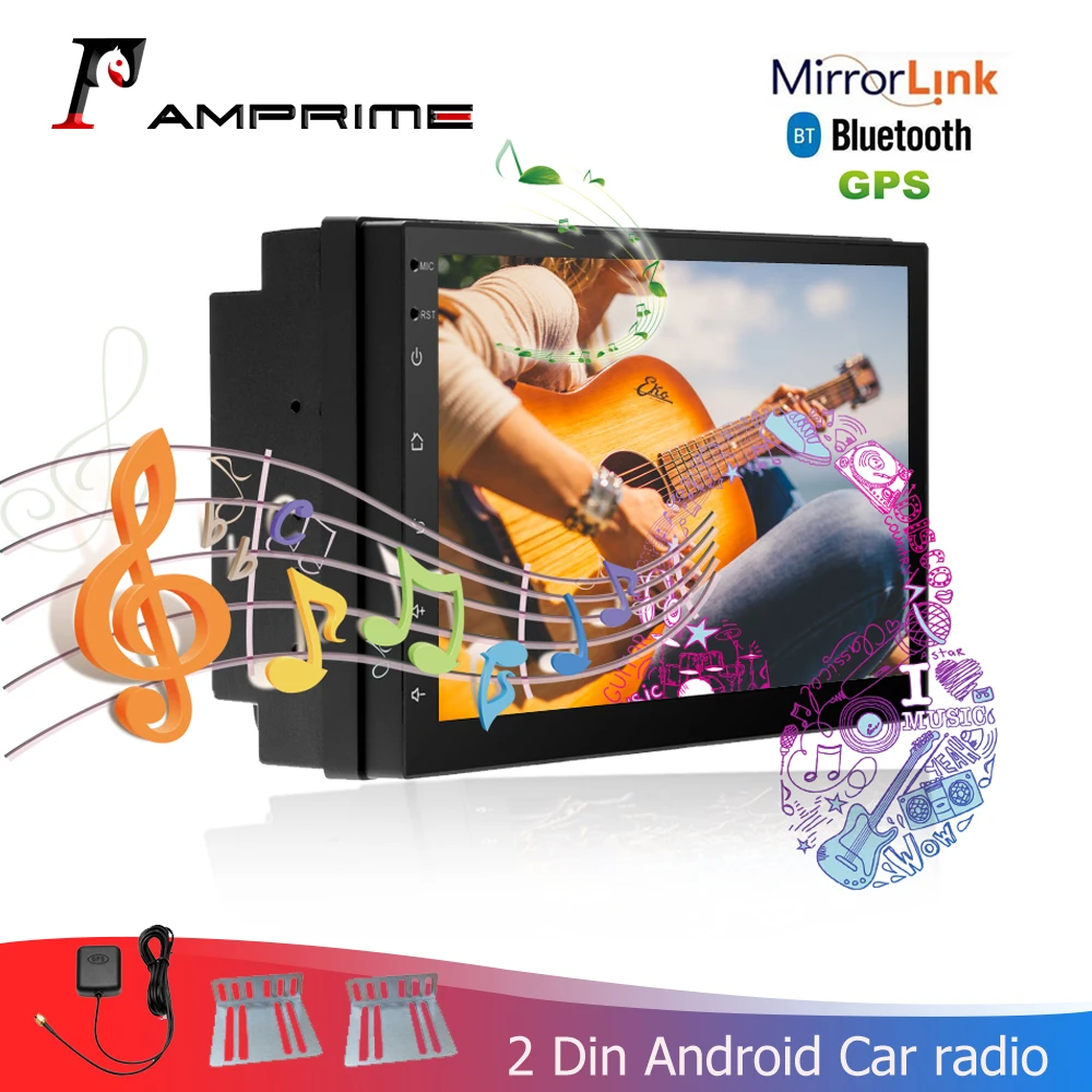 AMPrime Universal 2 Din 7" Android Car Radio Multimedia Bluetooth GPS Navigation Car Stereo Mirror Link FM Rds Wifi DAB Player