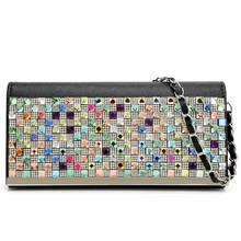 The new diamond female leather shoulder chain Korean hand bag ladies fashion Dinner Bag Mini mobile phone bag free shipping