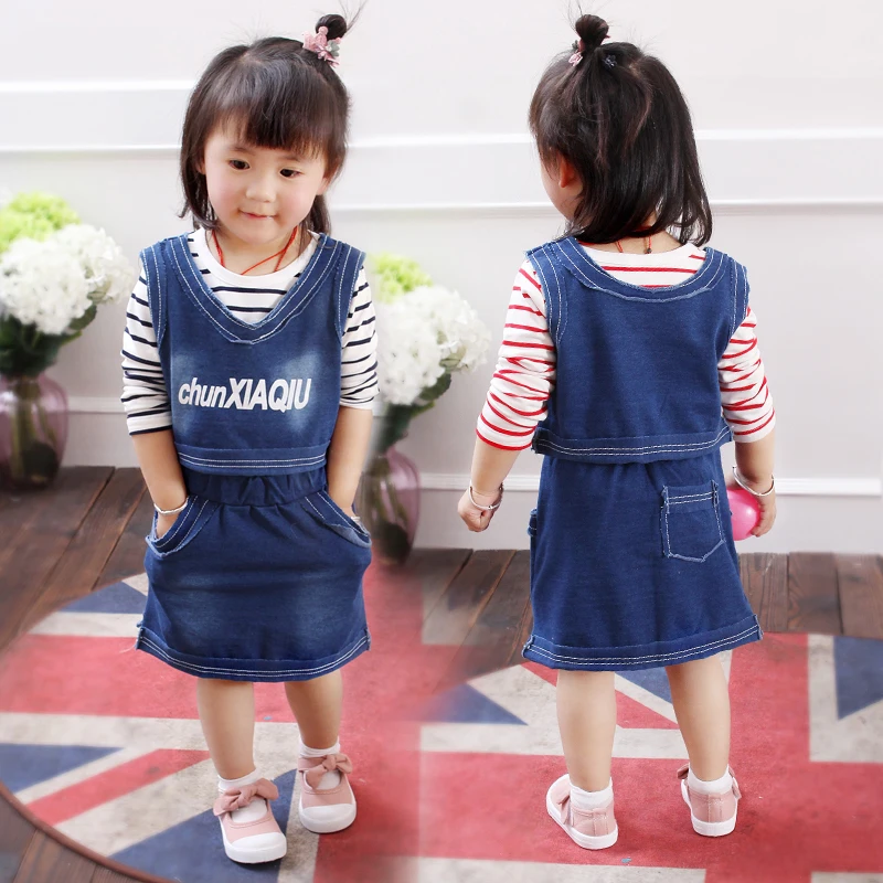 

2018SpringChildren's Garment Girl Suit Letter Vest Long Sleeve T shirt Sleeve Skirt Three-piece Leisure Time Kids Clothing Sets