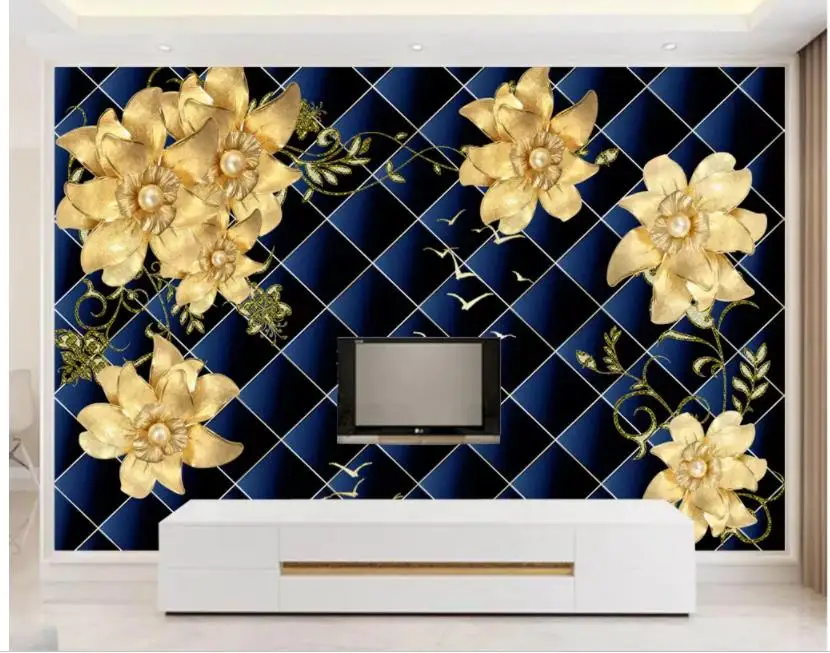 Custom 3d Photo Wall paper Luxury Atmosphere Jewelry Flower 3D Background Wall Personality Wall Mural Wallpaper Painting Custom 3d Photo Wall paper Luxury Atmosphere Jewelry Flower 3D Background Wall Personality Wall Mural Wallpaper Painting