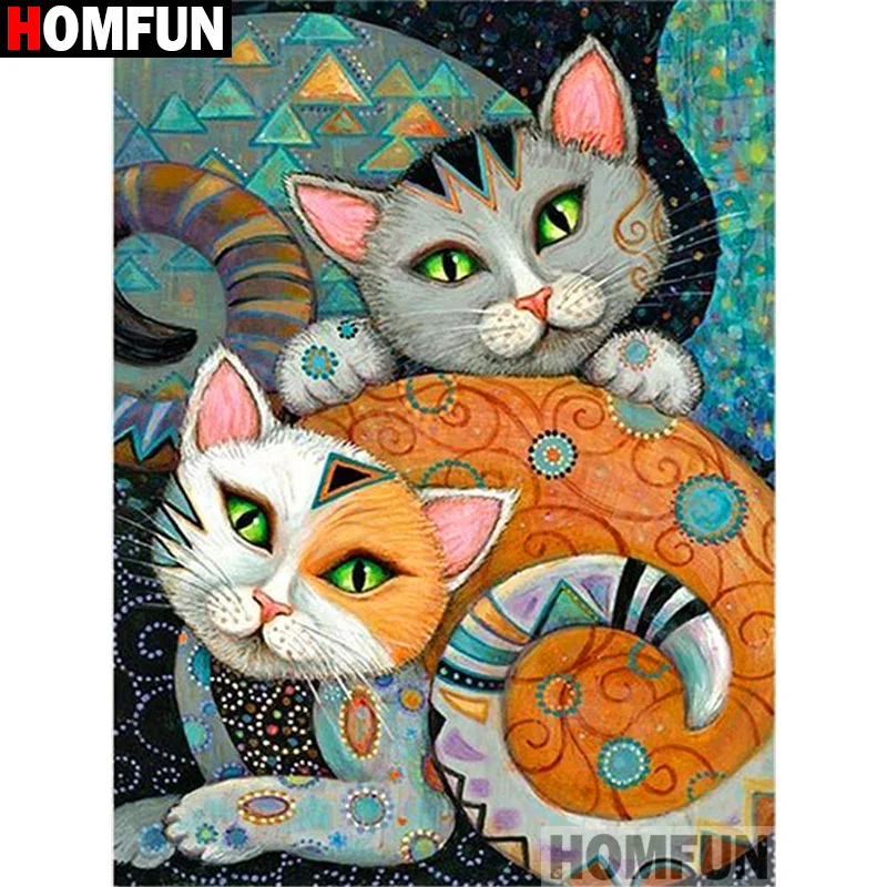 Алмазная 5D Вышивка HOMFUN Кот картина с полными квадратными/круглыми стразами