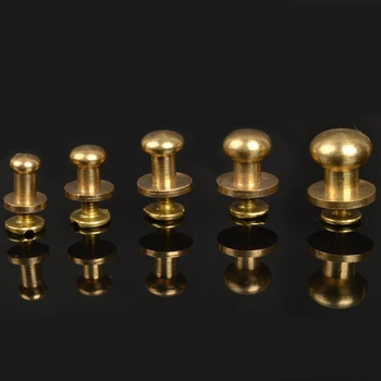 

5/6/7/8/9/10MM 100% PURE Solid Brass Belt Screws Rivet Copper Knob Round Button Chicago Screw In Button Studs Leather craft DIY