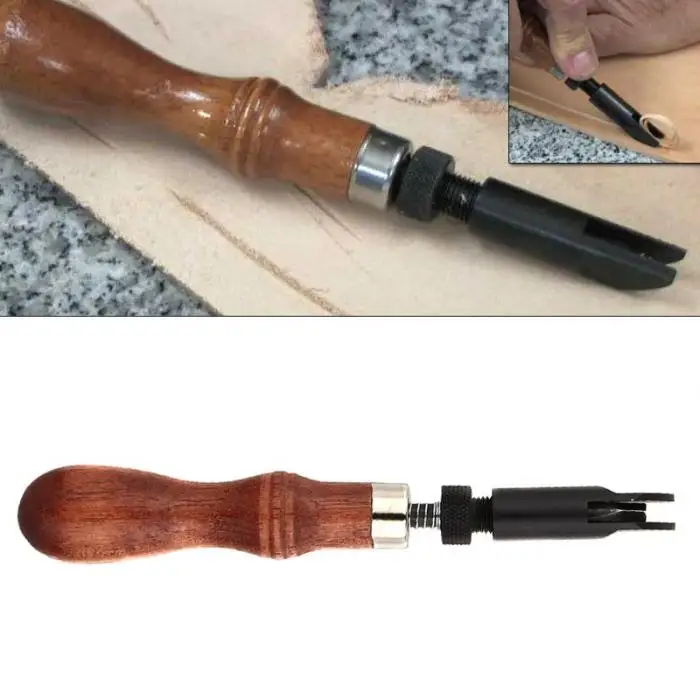 Handmade Leathercraft Leather Edge Beveler Cutting Groover Skiving Trimming Adjustable V Style DIY Leather Craft Tool LAD-sale