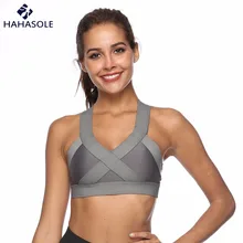 Hahasole Йога спортивный бюстгальтер для Для женщин тренажерный зал серый розовый бюстгальтер спортивная женская Фитнес сексуальное нижнее белье, бюстгальтер, чашечки расположены рядом, пуш-ап, HWA2315-45
