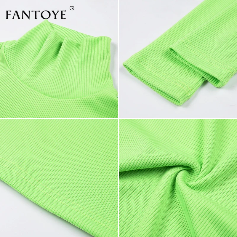 Fantoye Fluorescent Green Turtuleneck Knitted Sweater Women Autumn Winter Casual Long Sleeve Ribbed Sweater Streetwear Pullovers Fantoye Fluorescent Green Turtuleneck Knitted Sweater Women Autumn Winter Casual Long Sleeve Ribbed Sweater Streetwear Pullovers