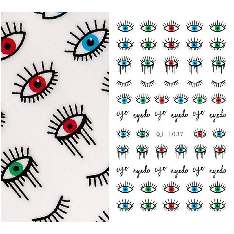 1X Nail Sticker Evil Eye Water Decals Transfer Decoration Punk Rock
