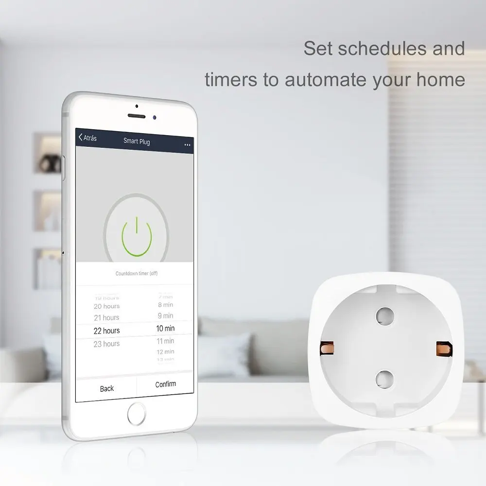 Умная розетка с европейской вилкой, Wi-Fi, розетка с таймером, 16А, контроль энергии, Голосовое управление с Alexa и Google Home IFTTT