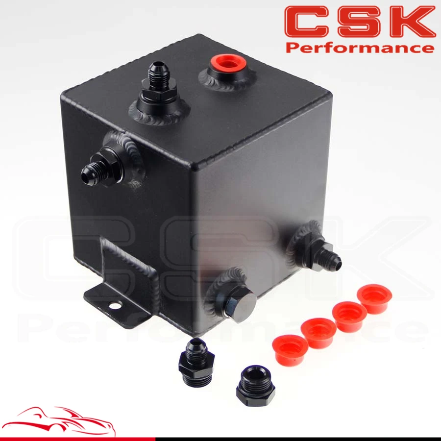 Heinmo Serbatoio Antipompaggio Carburante 2L In Alluminio - Universale Nero - Per Pompe 044 - Drift E Drag Racing - 3