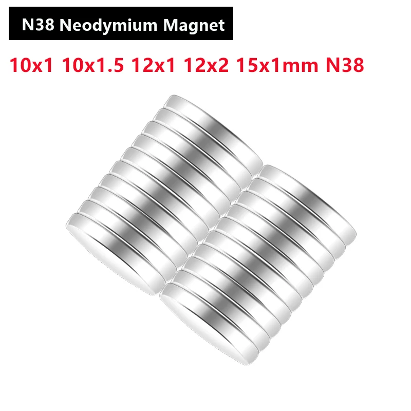 10 шт. 10x1 10x1,5 12x1 12x2 15x1 мм N38 сильные круглые магниты неодимовый магнит редкоземельный магнит