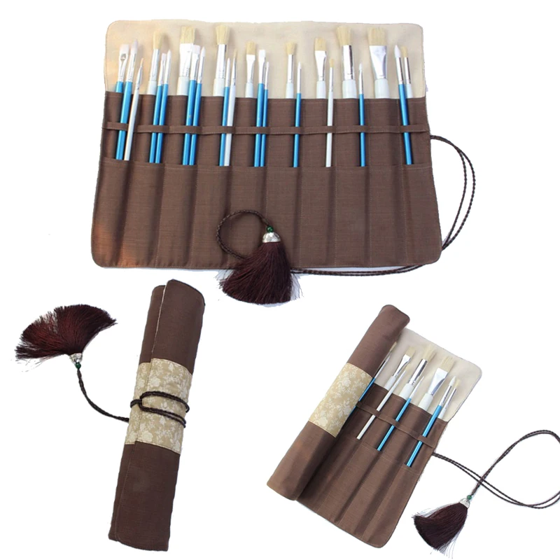 

20 Holes Canvas Paint Brush Roll Pouch Bags Pencil Case Painting Brush Pen Bags School Bags Brush for Drawing