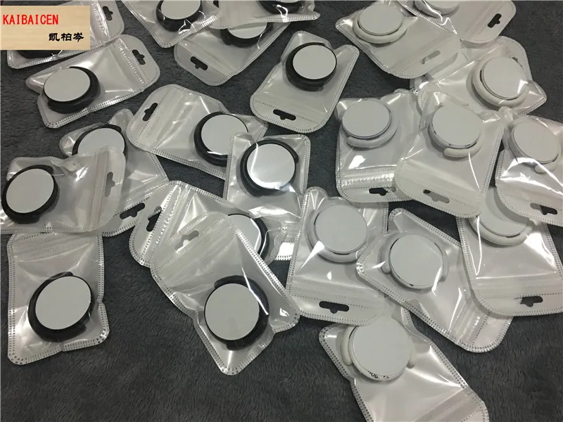 

100pcs/lot Universal Sublimation Blank mobile Phone Stand Plastic Holder With Metal insert heat trasnfer printing Grip