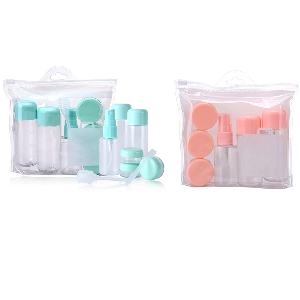 8pcs Travel Bottles Set Leak Proof Refillable Toiletries Containers for Liquid Shampoo with Spray Bottle Cosmetic Cream Bottles