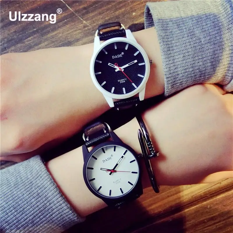 

Cool Fashion New DADE Black White Rubber Wristwatches Watches Gift Bracelet for Women Men Students