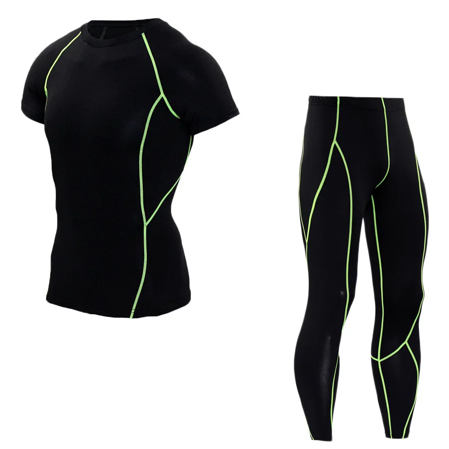 Мужские компрессионные костюмы для бега Rashguard одежда ММА рубашка брюки