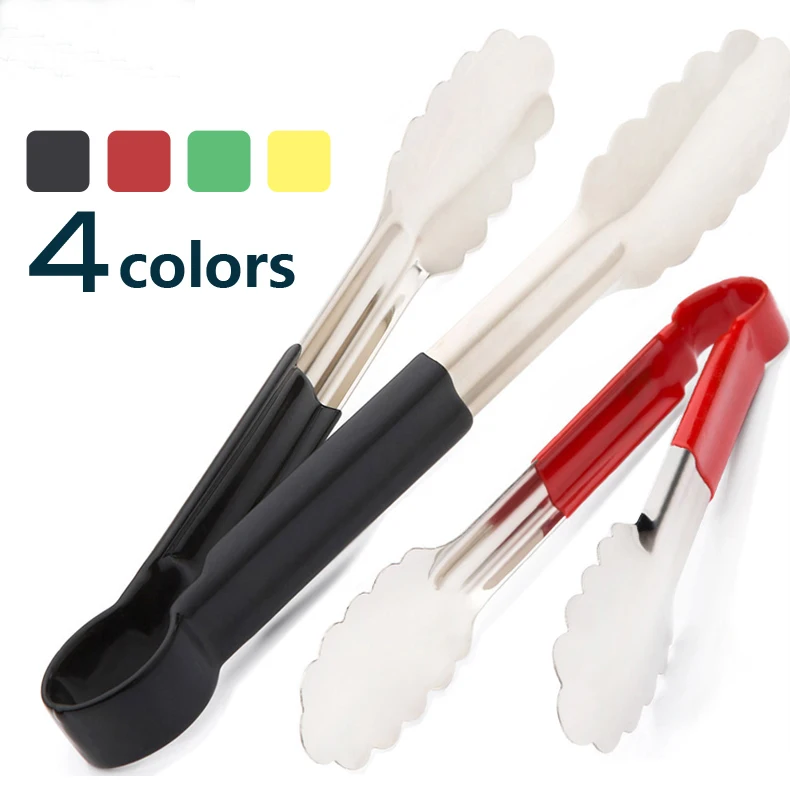 High Quality Stainless Steel Kitchen BBQ Food Tong with Plastic Handle