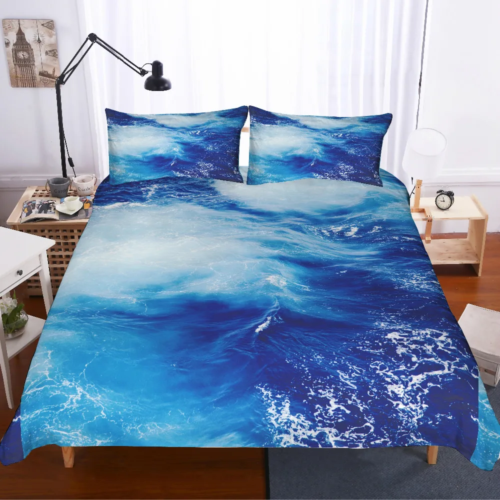 

MUSOLEI 3D Duvet Cover Set spindrift Blue Water Waves bedding set Bed Sheet Twin queen king