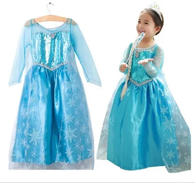 

FORZEN Baby Girls Carnival Christmas Party Lace Sleeve Tutu Dress Elsa Anna Princess Snow Queen Clothes For Kids Girls Costume