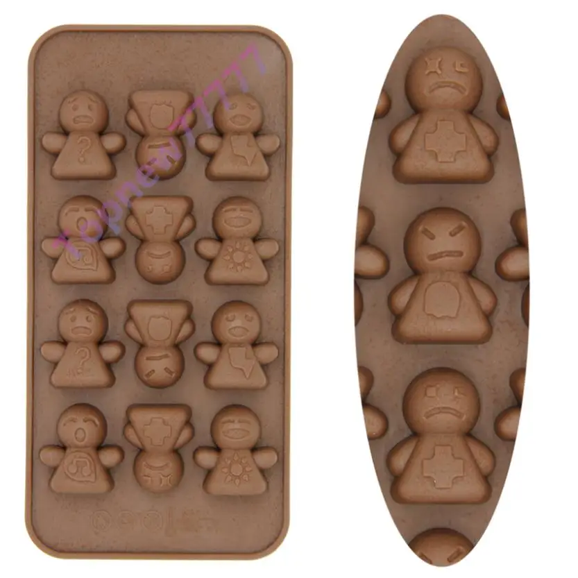 Kawaii 12 Hole Funny Gingerbread Man Gummy Candy Chocolate Silicone