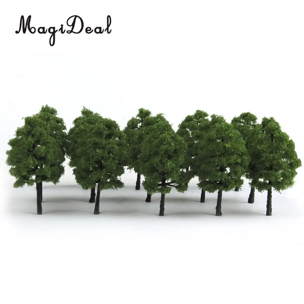 20Pcs/Pack 1:100 Scale Plastic Model Trees Train Railroad Railway Street Garden Park Scenery Layout Dark Green