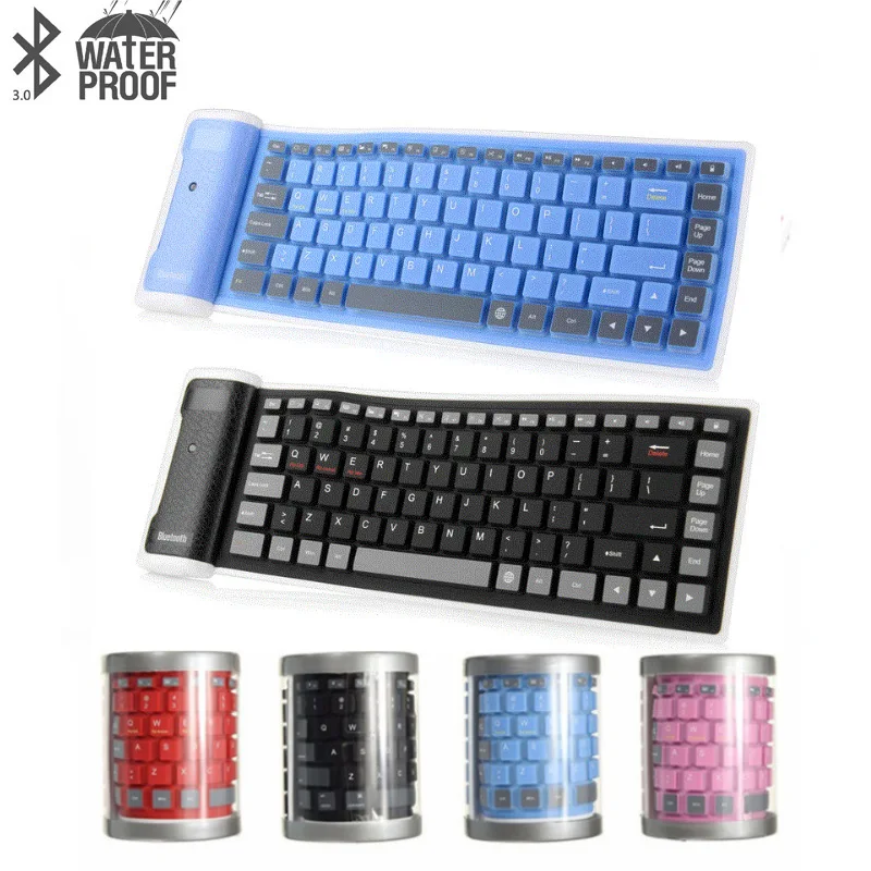 

Bluetooth Wireless Keyboard Folding Soft Silicone Waterproof Flexible Foldable Keyboard For Laptops PC Projector teclado gamer