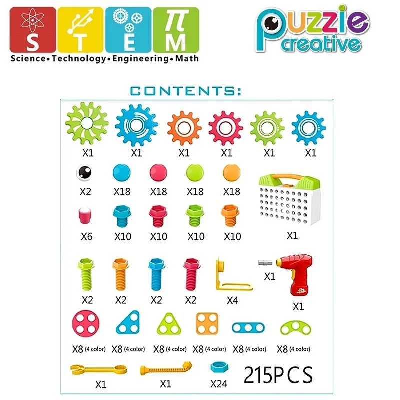 Billige Getriebe Gebäude Spielzeug Mosaik Puzzle Kunst Kit STEM Lernen Spielzeug Kinder Puzzle Bau Pilz Nägel Pegboard Puzzles Junge Mädchen Geschenk