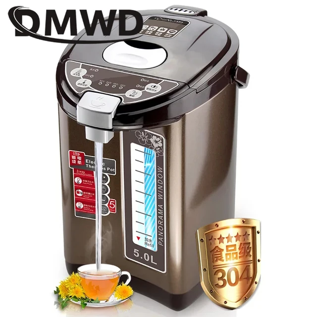 DMWD Thermal Insulation Electric Kettle Stainless steel Teapot 5L