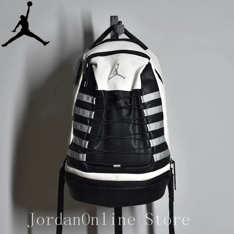 

Original Jordan Retro AJ10 Sport Bags Men Women Bookbag PU Leather Climbing Laptop Bag Sport-Backpack 23 Bag Black White Color