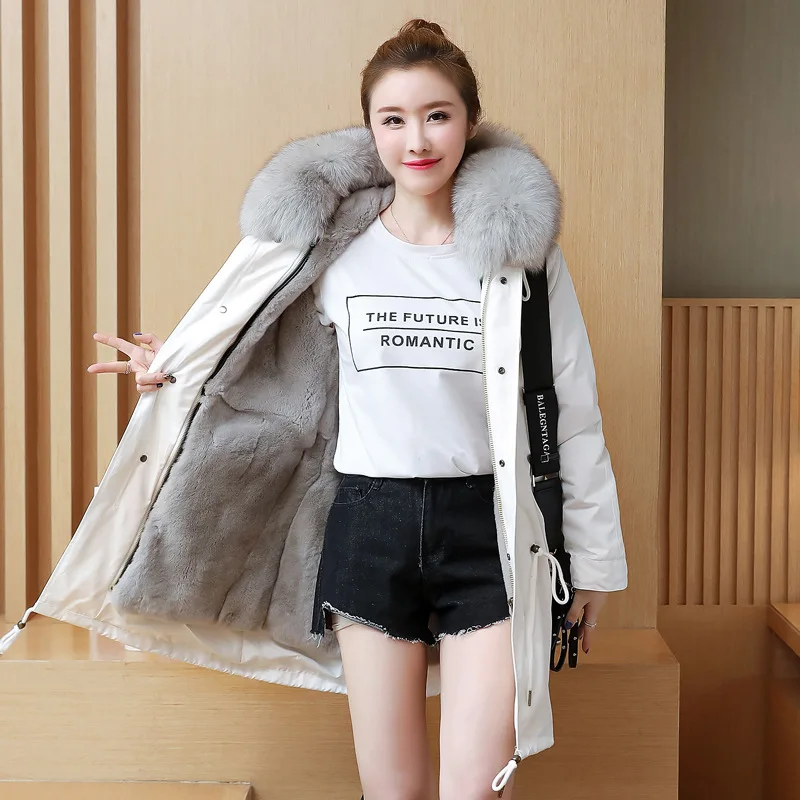 Manteau Clair Femmes Laveur Raton Style Chaud Rex Bleu Chien Long Tout De Lapin gris Épais Parka Grand Veste Fourrure Moyen Peau Réel rose Femme Royal pourpre Col rxSqxwX