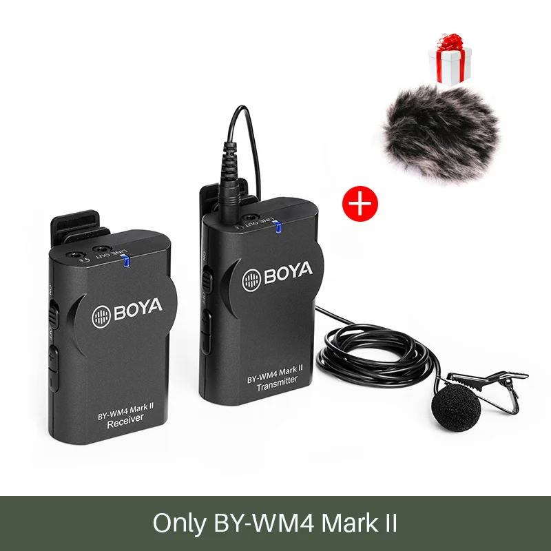 BOYA WM4 Mark II беспроводной аудио видео камера Микрофон Systerm интервью микрофон для телефона видеокамеры Canon Nikon Pentax DSLR - Цвет: WM4 II