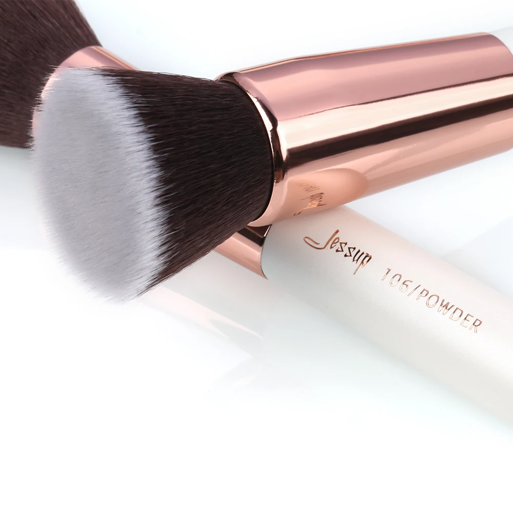 Jessup кисти жемчужно-белый/розовое золото кисти для макияжа Набор Professional beauty Make up brush натуральные волосы Тональная основа рассыпчатые румяна