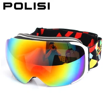 

POLISI Professional Skiing Goggles Replaceable 2 Lenses Anti-Fog Snow Glasses Men Women UV400 Winter Snowboard Skate Eyewear