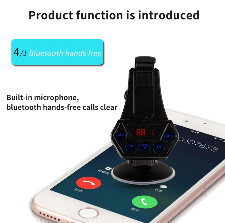 Weishan bluetooth fm-передатчик автомобильный комплект свободные руки авто MP3 плеер Поддержка AUX Выход держатель мобильного телефона с USB зарядным устройством