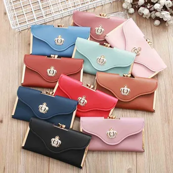

Fashion ladies wallet hand hold wallet crown diamond mobile phone bag ladies long evening bag T619