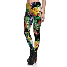 JIGERJOGER Осень Зима Хэллоуин серия желтый Череп тропический лес цветок цветочный Йога Леггинсы высокая посадка беговые джеггинсы