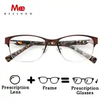 MEESHOW women Stainless steel optical frame Diamond Eyeglasses Lunettes Custom lens Prescription Glasses with case