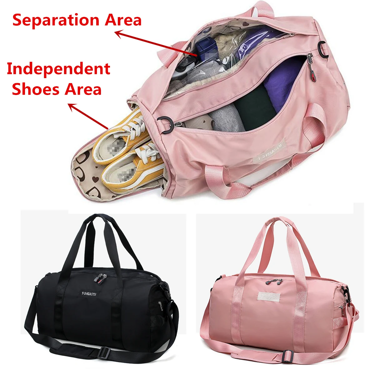 Dry Wet Luggage Duffel Totes Waterproof Women Travel Bag Separate Space
