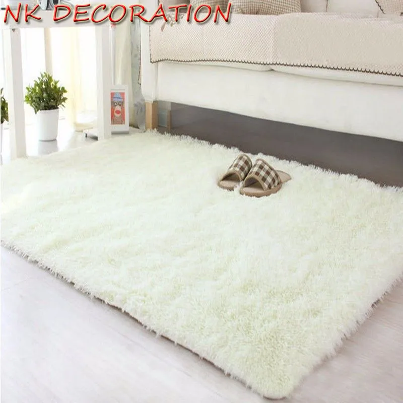 

NK Carpets For Living Room Shaggy Polyester Rug Anti-skid Carpet Floor Bedroom Soft Mat Carpets Kids Room Home 40*60cm