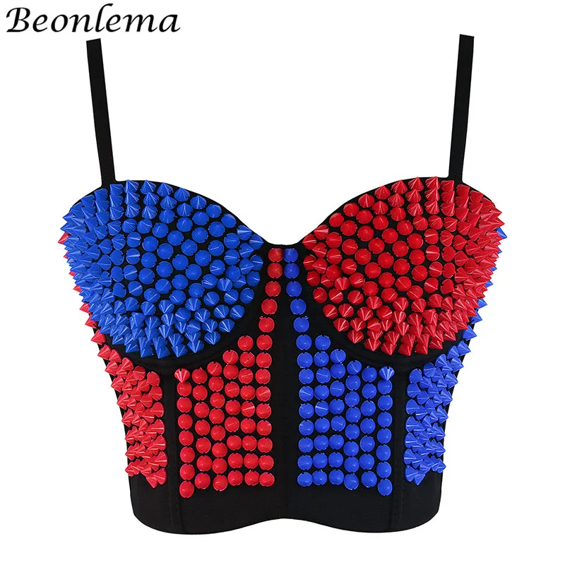 Bustier Corset Sexy Gothic Women Push Up Bra Rivets Crop Top Corsage