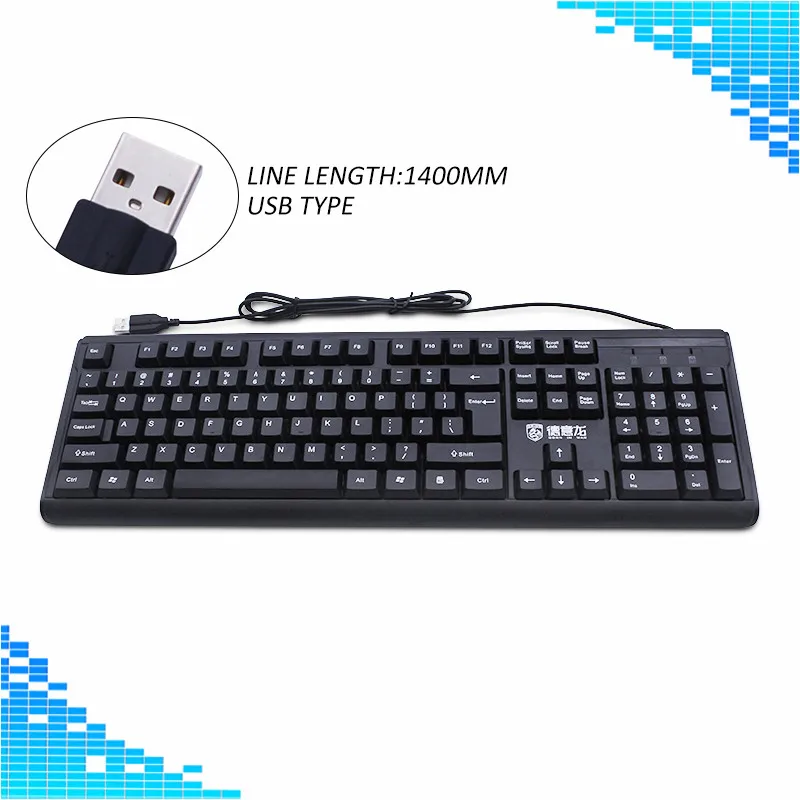 Buy Black Ergonomics Keyboard for Computer 104 keys USB Interface Wired 1.4m
